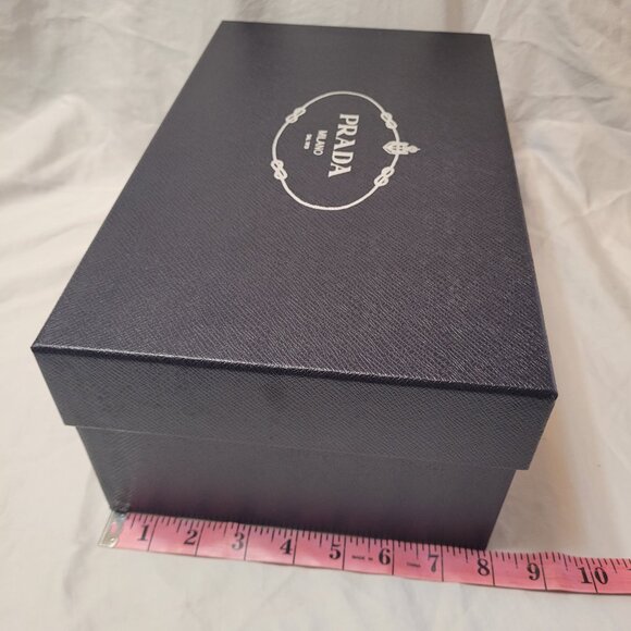 Prada Black Gift Box Textured Empty Silver Logo Storage Decorative Organizer - Picture 12 of 14